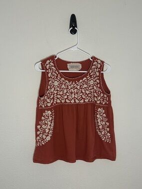 Siren Embroidered Tank Top Women S Terracotta Boho Floral Peasant Sleeveless